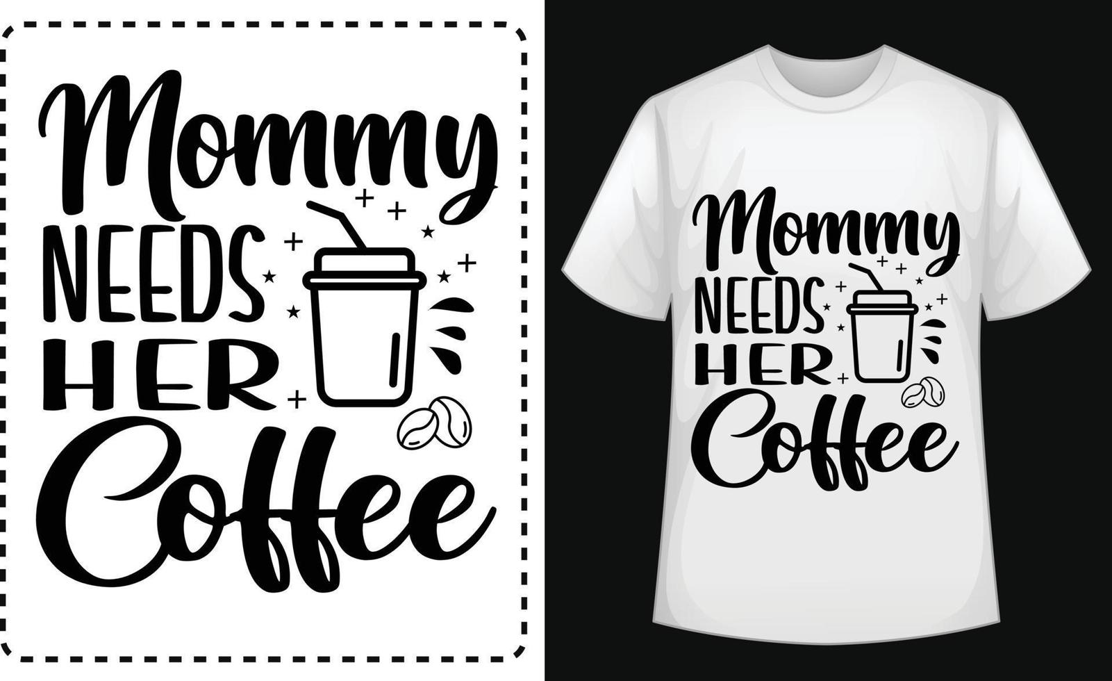 Mommy Needs her Coffee typographic t shirt design for free vector