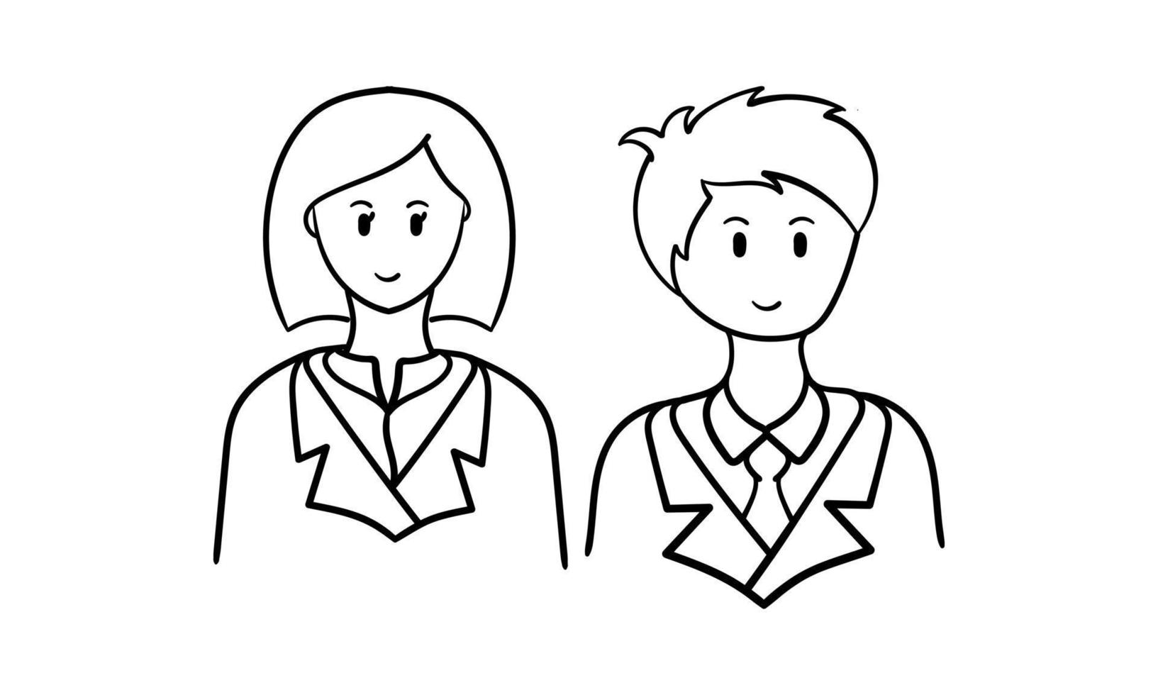 hand drawn illustration of a career man and woman vector