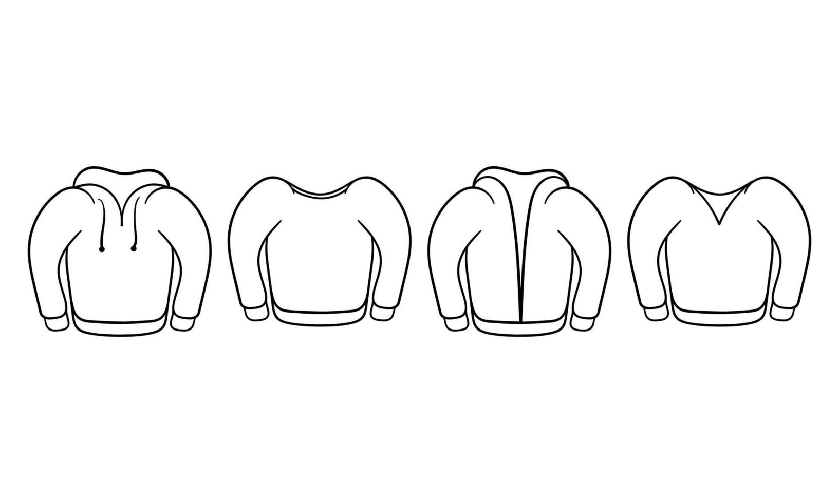 hand drawn collection of mens jackets, hoodies and sweaters vector