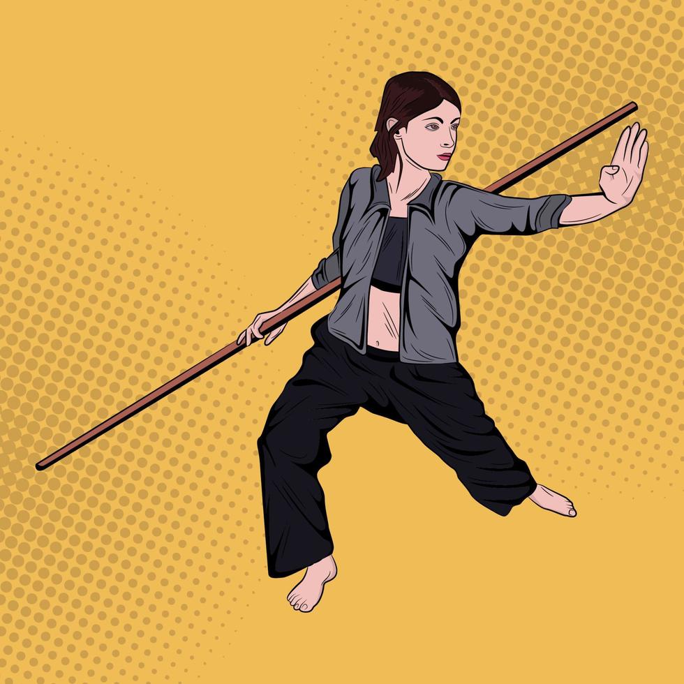 Pop Art Comic Martial art Women Vector Stock Illustration