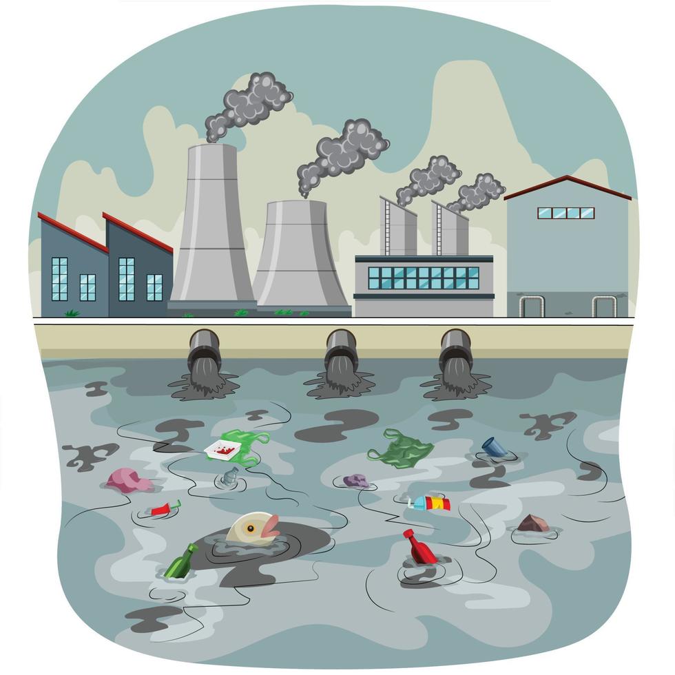 Water pollution concept vector illustration