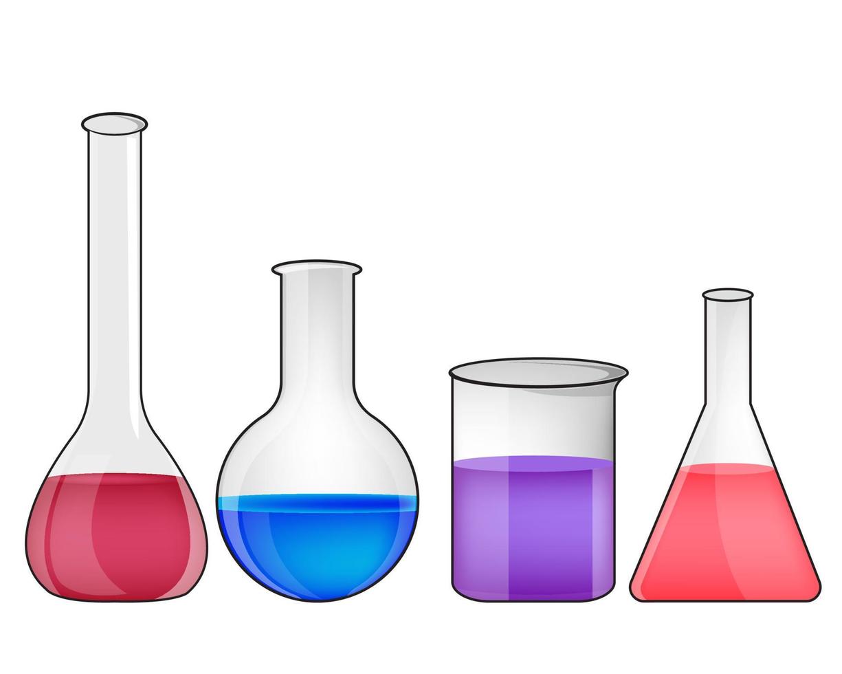 químico aparato cubilete cónico matraz para química laboratorio experimentos en colegio vector