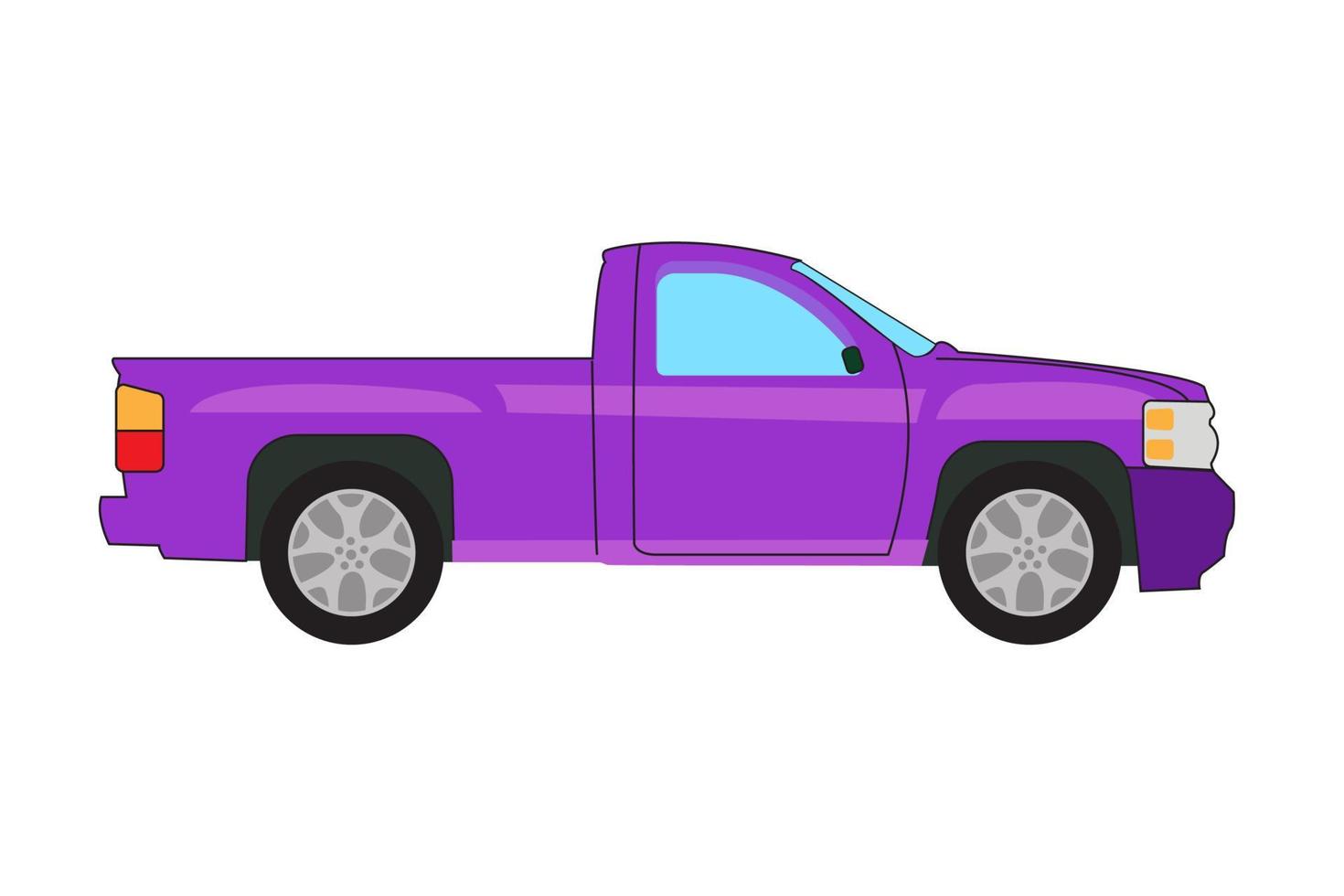 Vintage Pickup Truck Side view vector illustration in trendy flat style