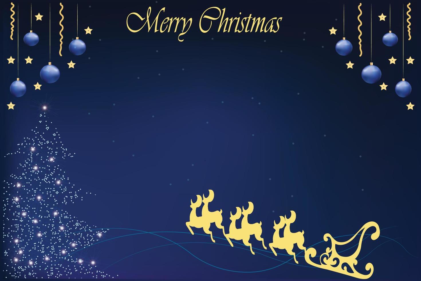 Christmas and New Year background in blue color vector illustration