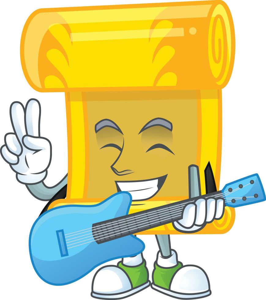 Chinese gold scroll cartoon character style vector