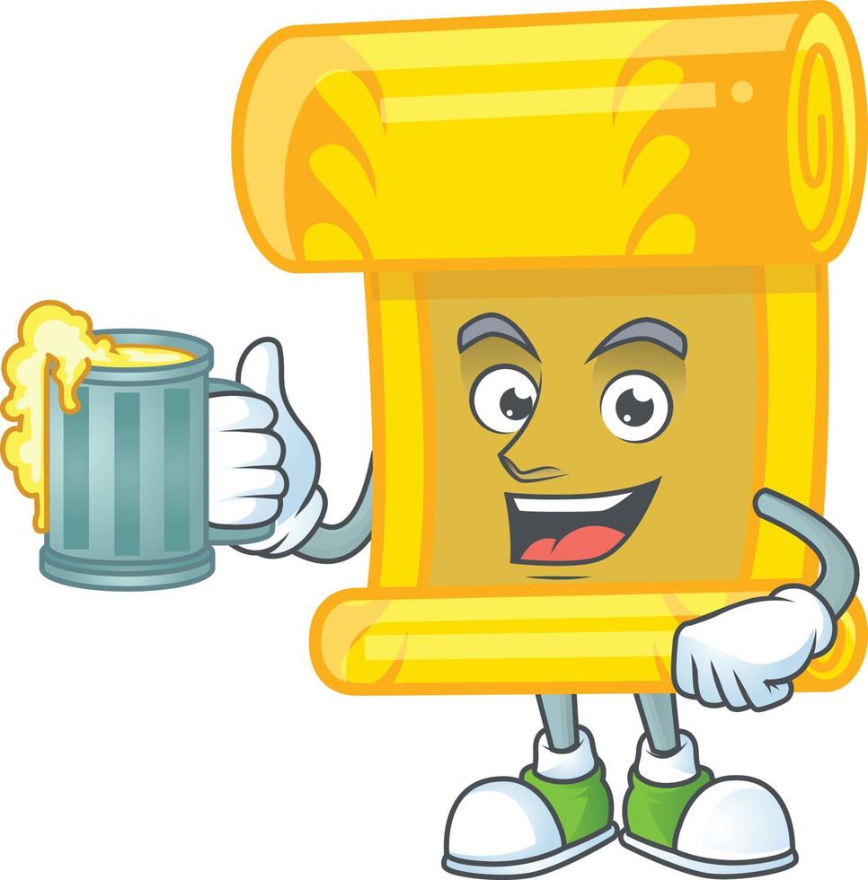 Chinese gold scroll cartoon character style vector