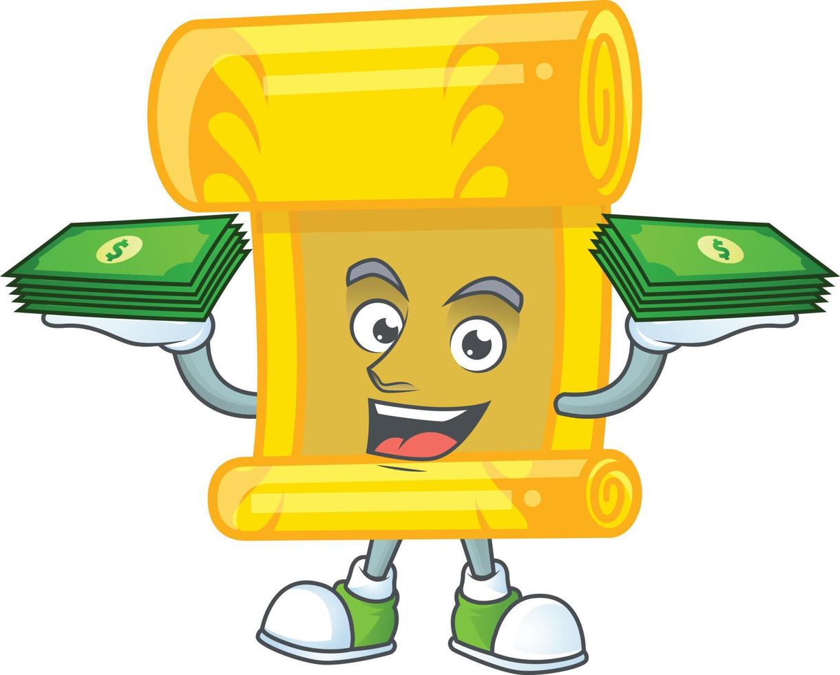 Chinese gold scroll cartoon character style vector