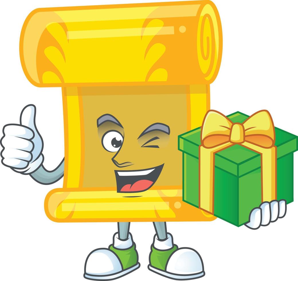 Chinese gold scroll cartoon character style vector