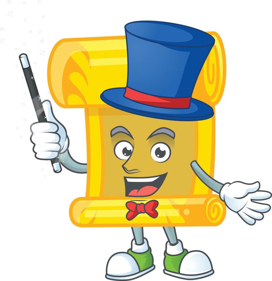 Chinese gold scroll cartoon character style vector