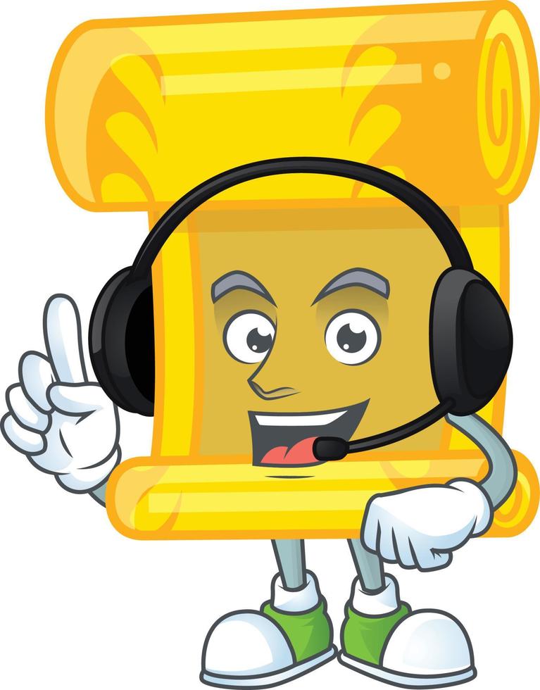 Chinese gold scroll cartoon character style vector