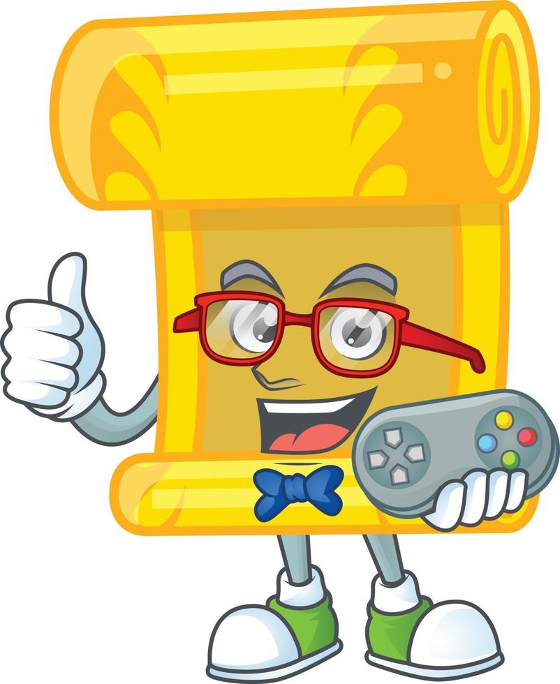 Chinese gold scroll cartoon character style vector