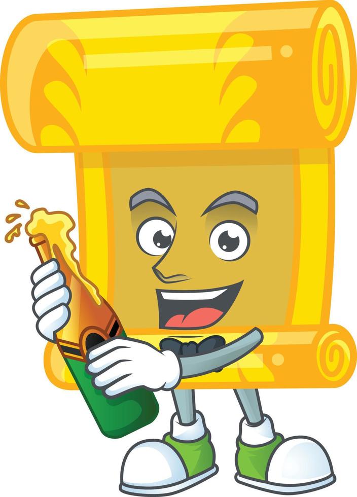Chinese gold scroll cartoon character style vector