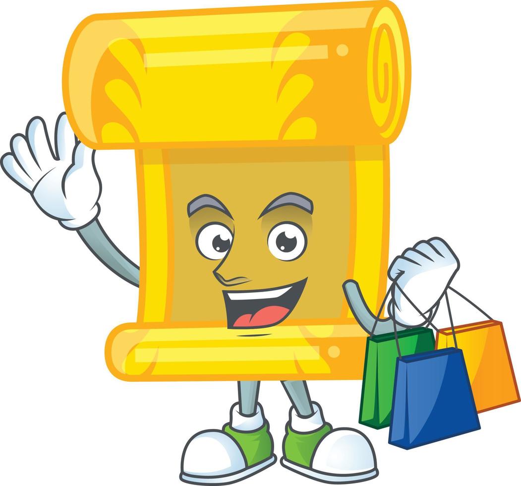 Chinese gold scroll cartoon character style vector