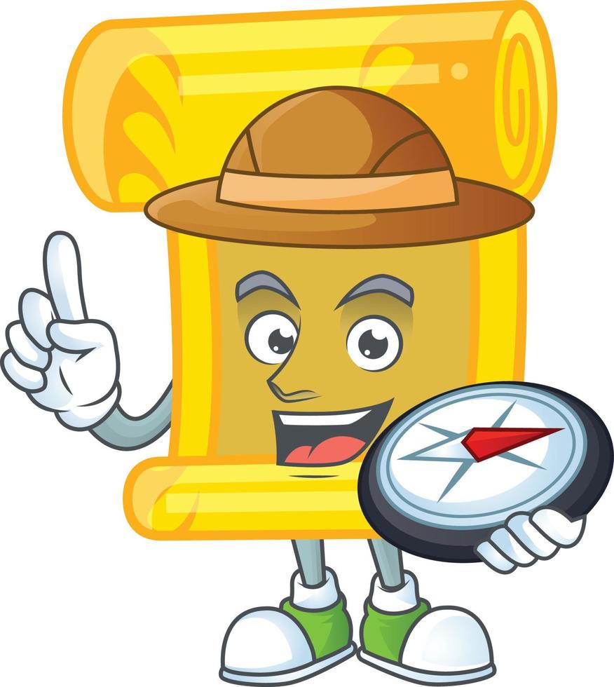 Chinese gold scroll cartoon character style vector