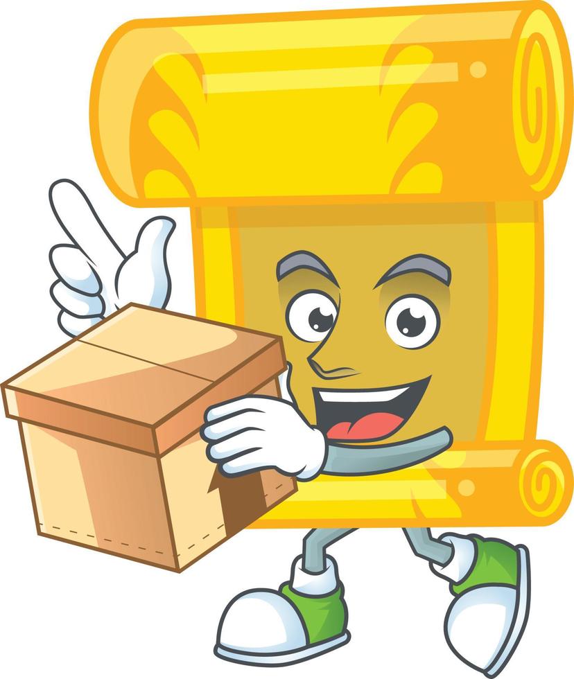 Chinese gold scroll cartoon character style vector