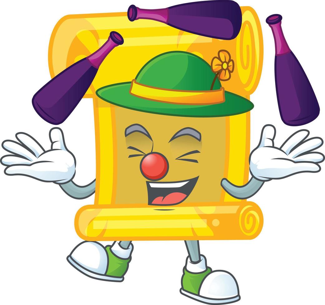 Chinese gold scroll cartoon character style vector