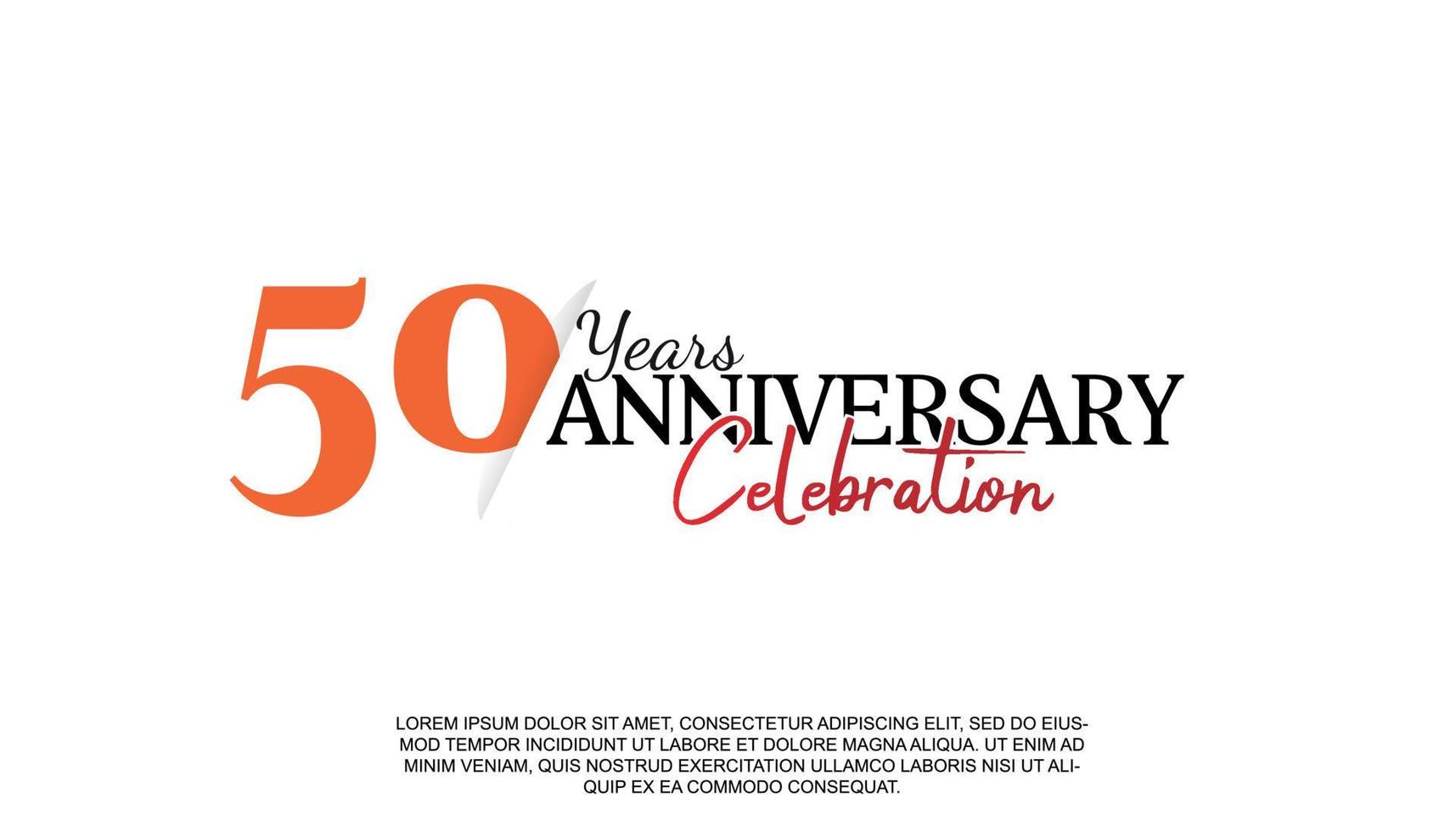 50 years anniversary logotype number with red and black color for celebration event isolated vector