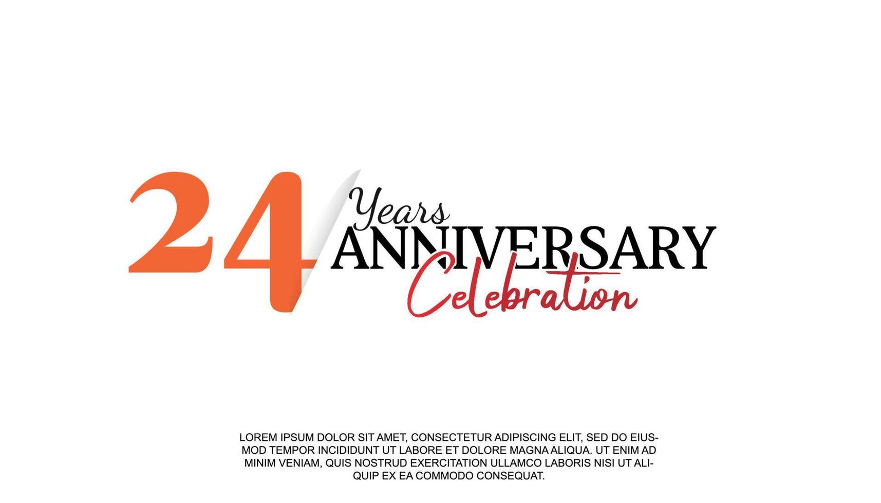 24 years anniversary logotype number with red and black color for celebration event isolated vector