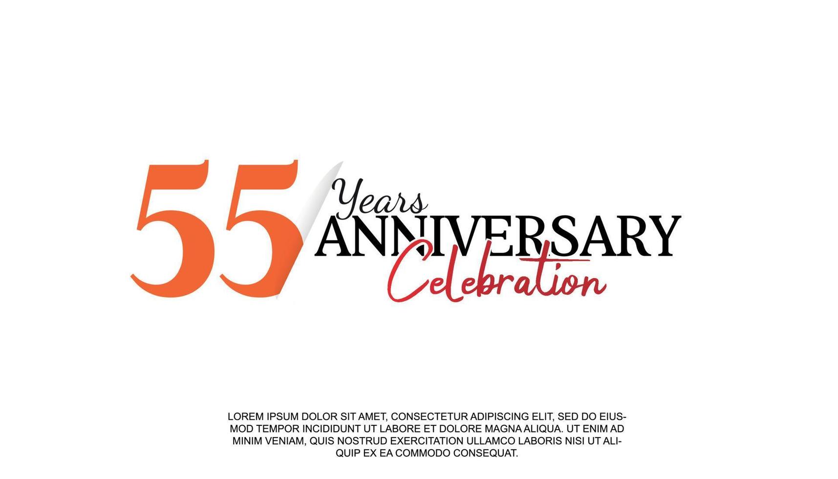55 años aniversario logotipo número con rojo y negro color para celebracion evento aislado vector