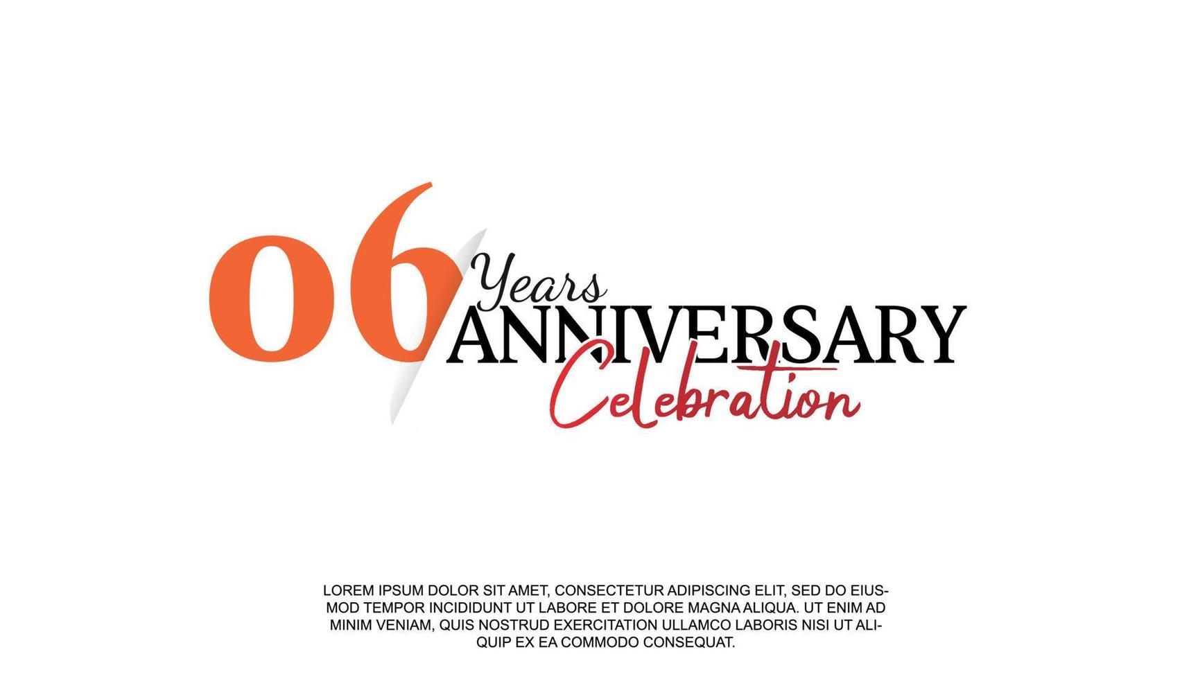 06 years anniversary logotype number with red and black color for celebration event isolated vector