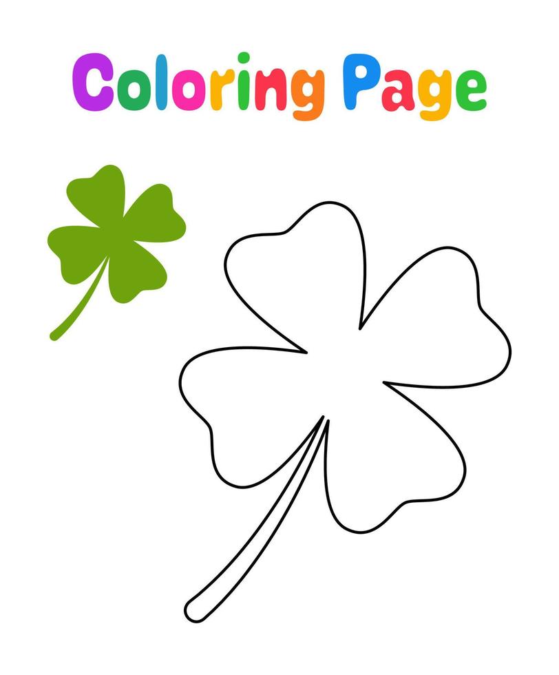 Coloring page with Clover Leaf for kids vector