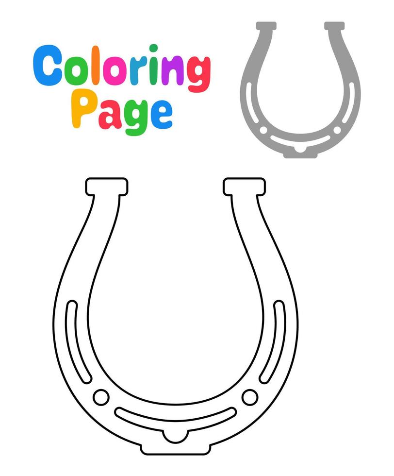 colorante página con herradura para niños vector
