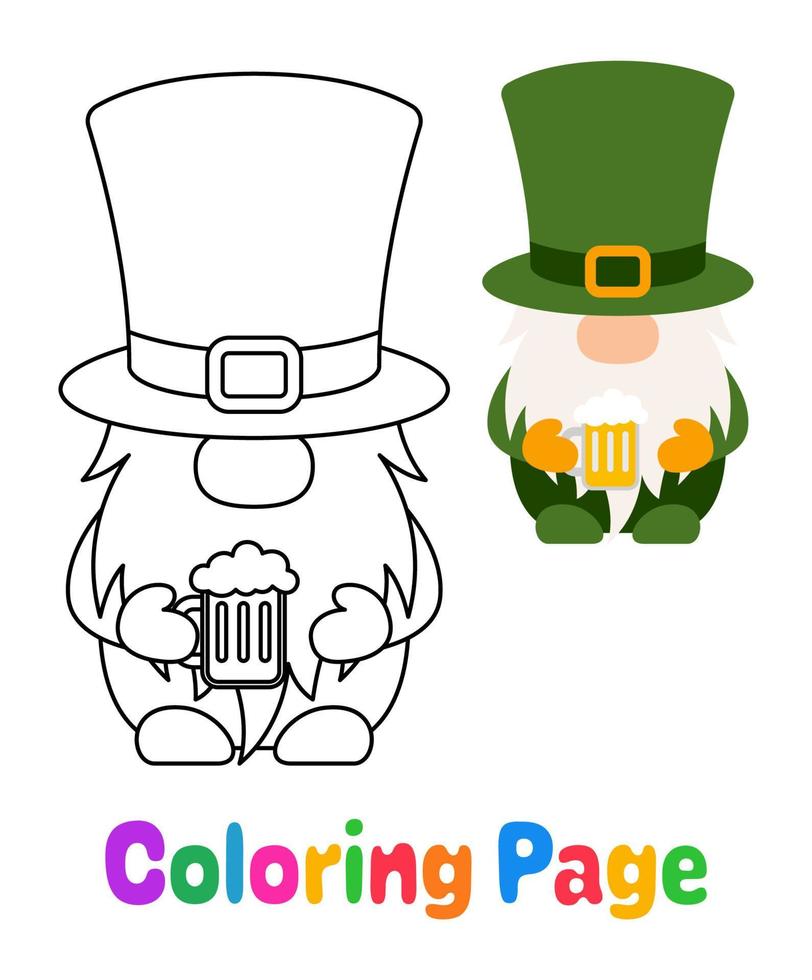 Coloring page with Leprechaun for kids vector