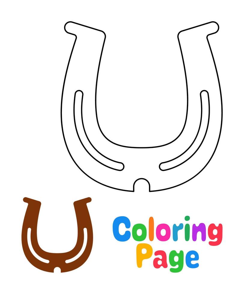 Coloring page with Horseshoe for kids vector