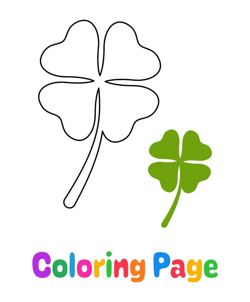 Coloring page with Clover Leaf for kids vector