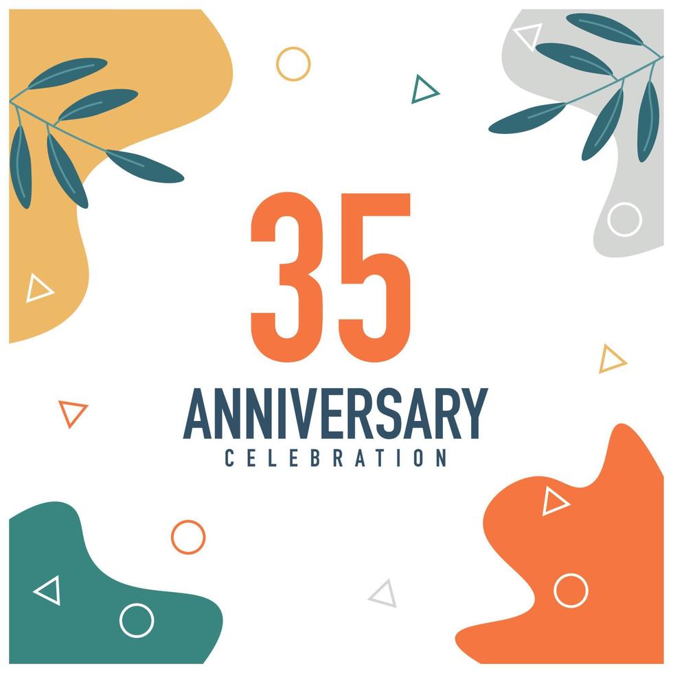 35th anniversary celebration vector colorful design on white background abstract illustration