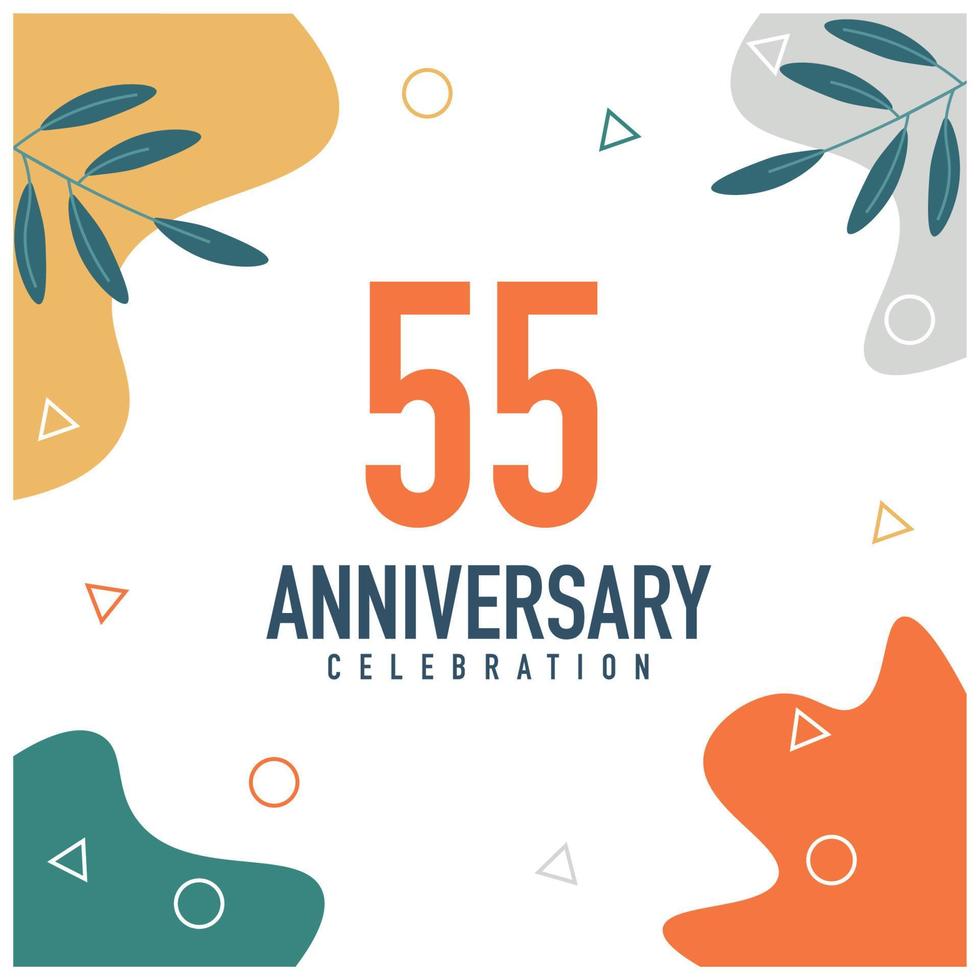 55th anniversary celebration vector colorful design on white background abstract illustration