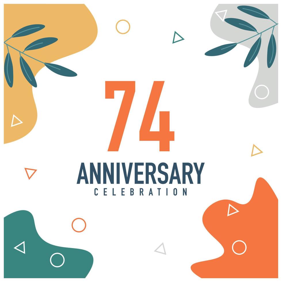 74th anniversary celebration vector colorful design on white background abstract illustration