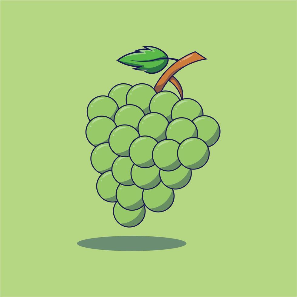 Fresh Green Grapes Vector Cartoon Illistration