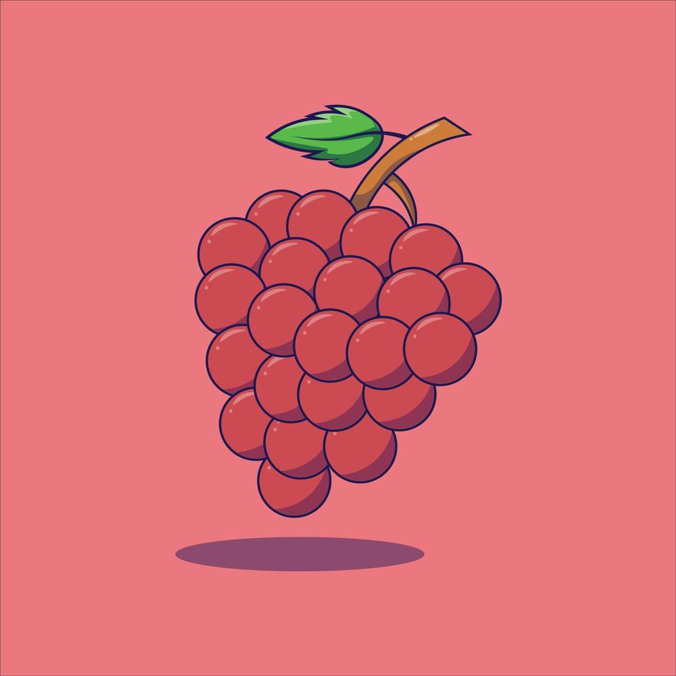 Fresh Red Grapes Vector Cartoon Illistration