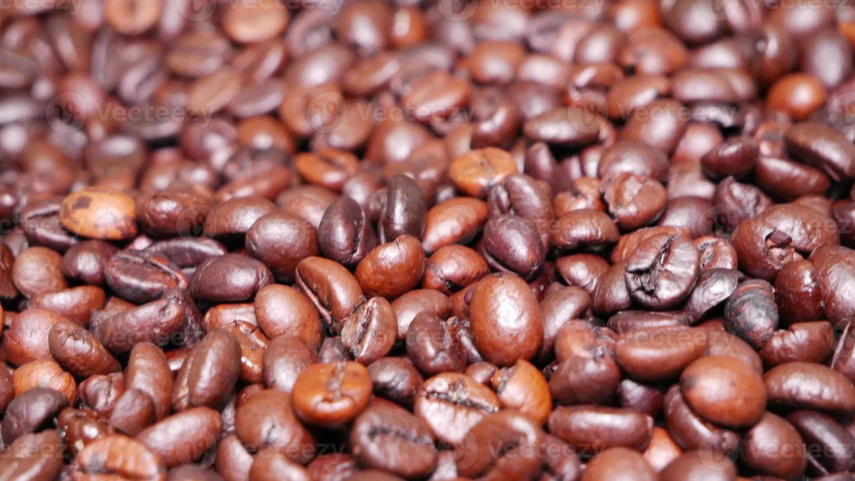 Freshly roasted coffee beans close up photo