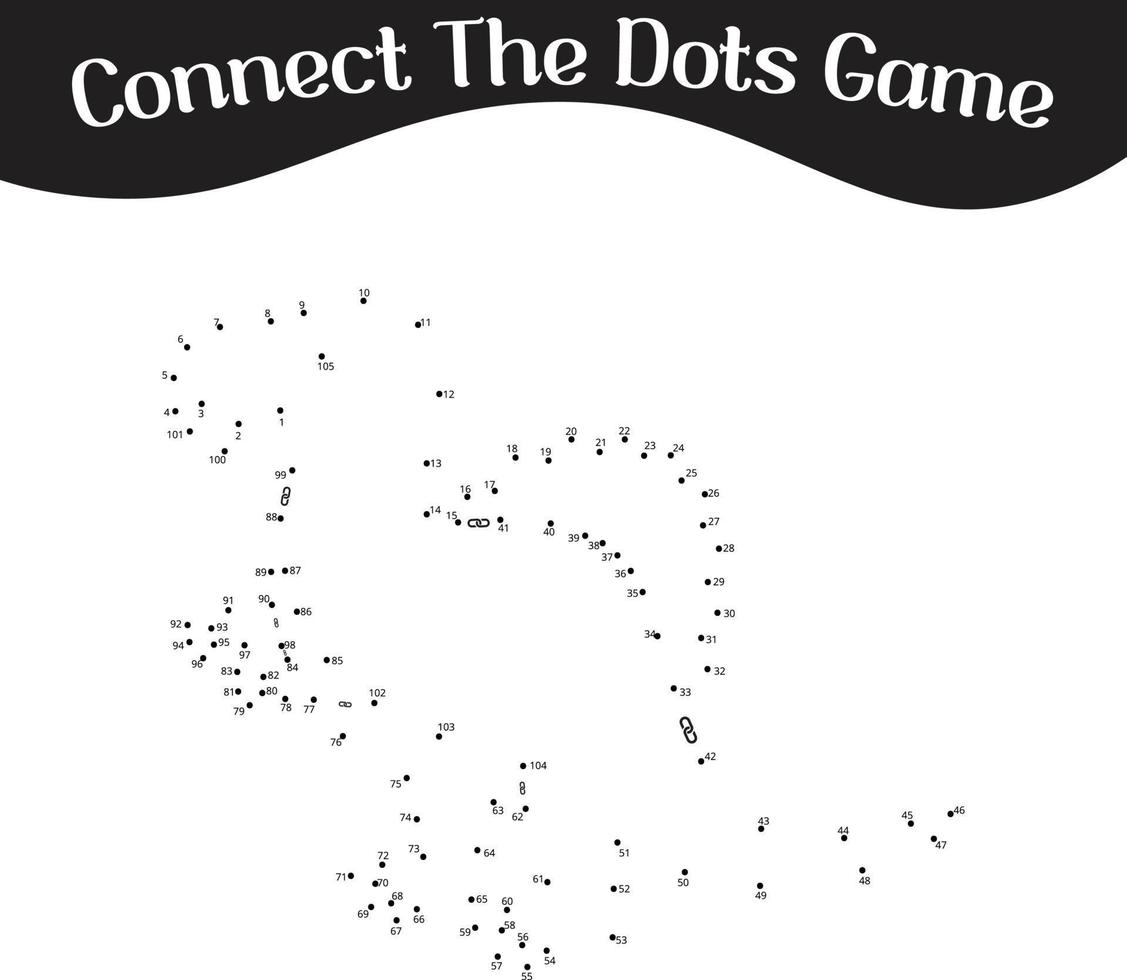connect the dots Numbers game, education dot to dot game for kids vector