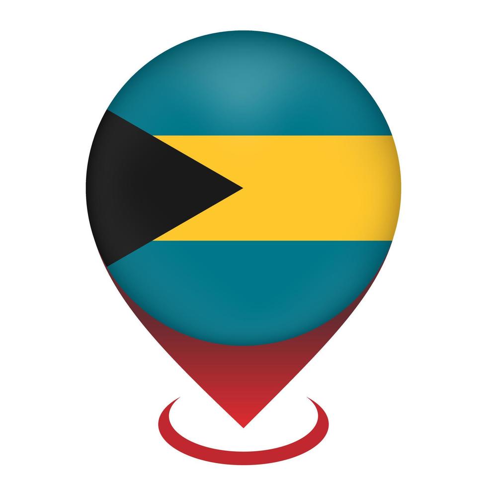 Map pointer with contry Bahamas. Bahamas flag. Vector illustration.