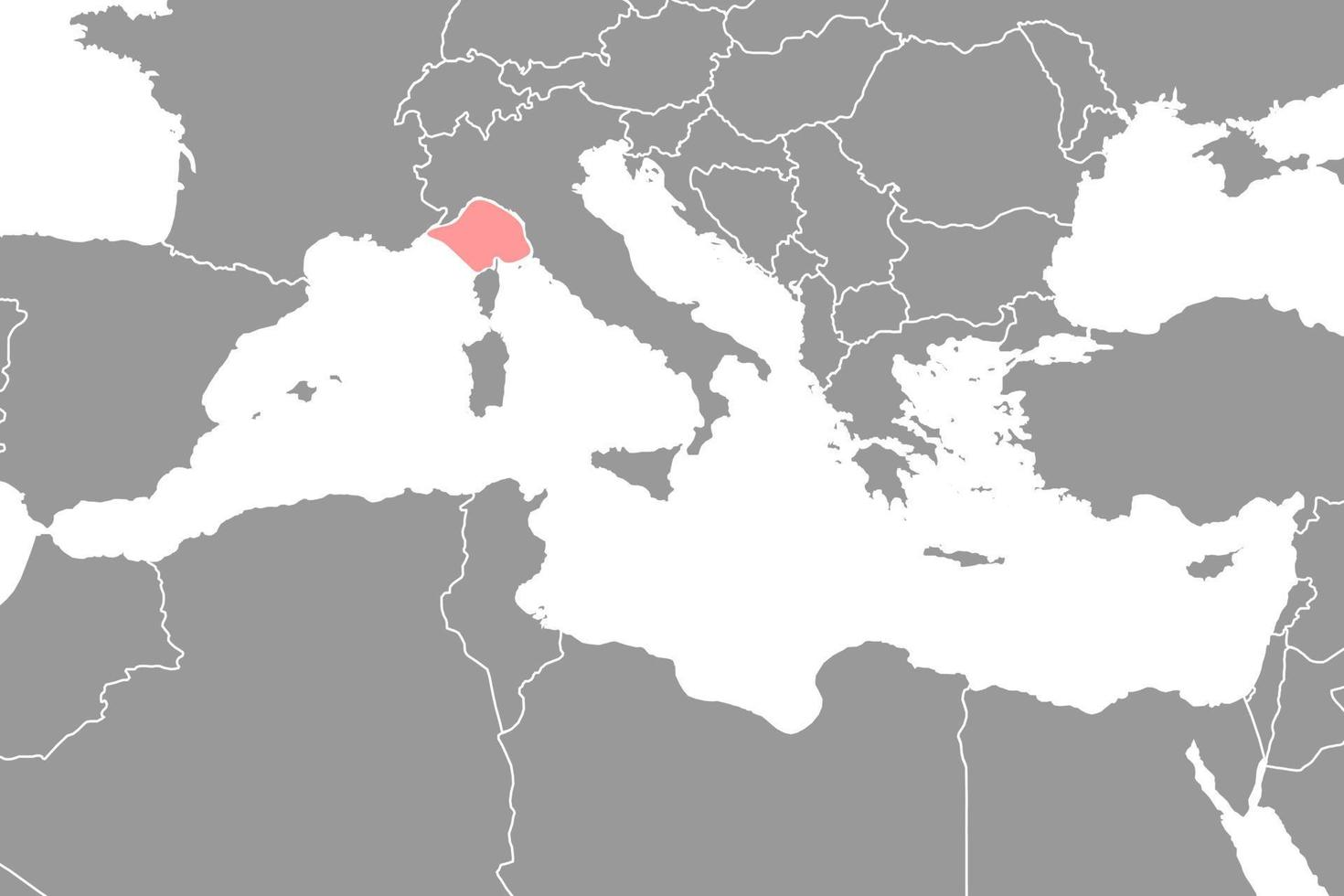ligur mar en el mundo mapa. vector ilustración.