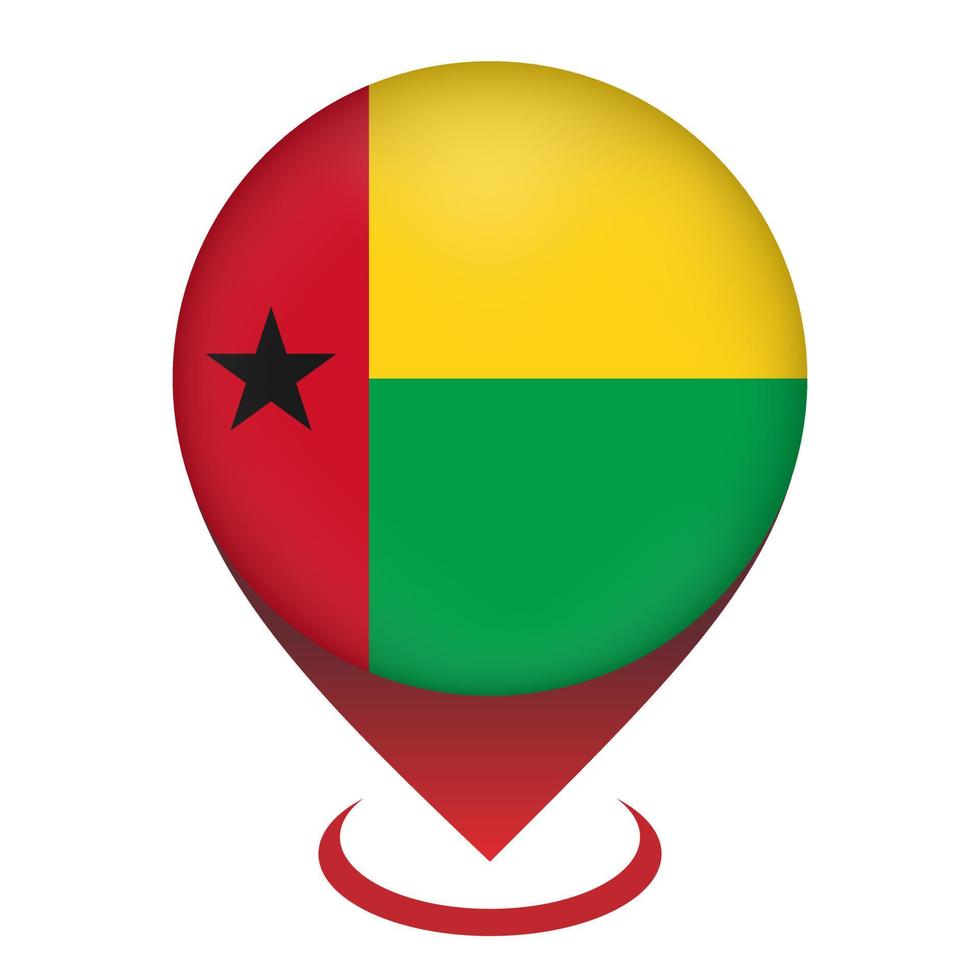 puntero del mapa con país guinea-bissau. bandera de guinea-bissau. ilustración vectorial vector