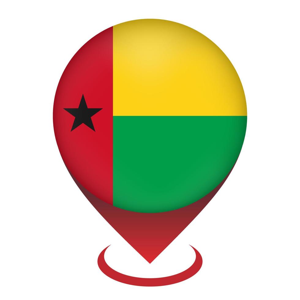 Map pointer with contry Guinea-Bissau. Guinea-Bissau flag. Vector illustration.