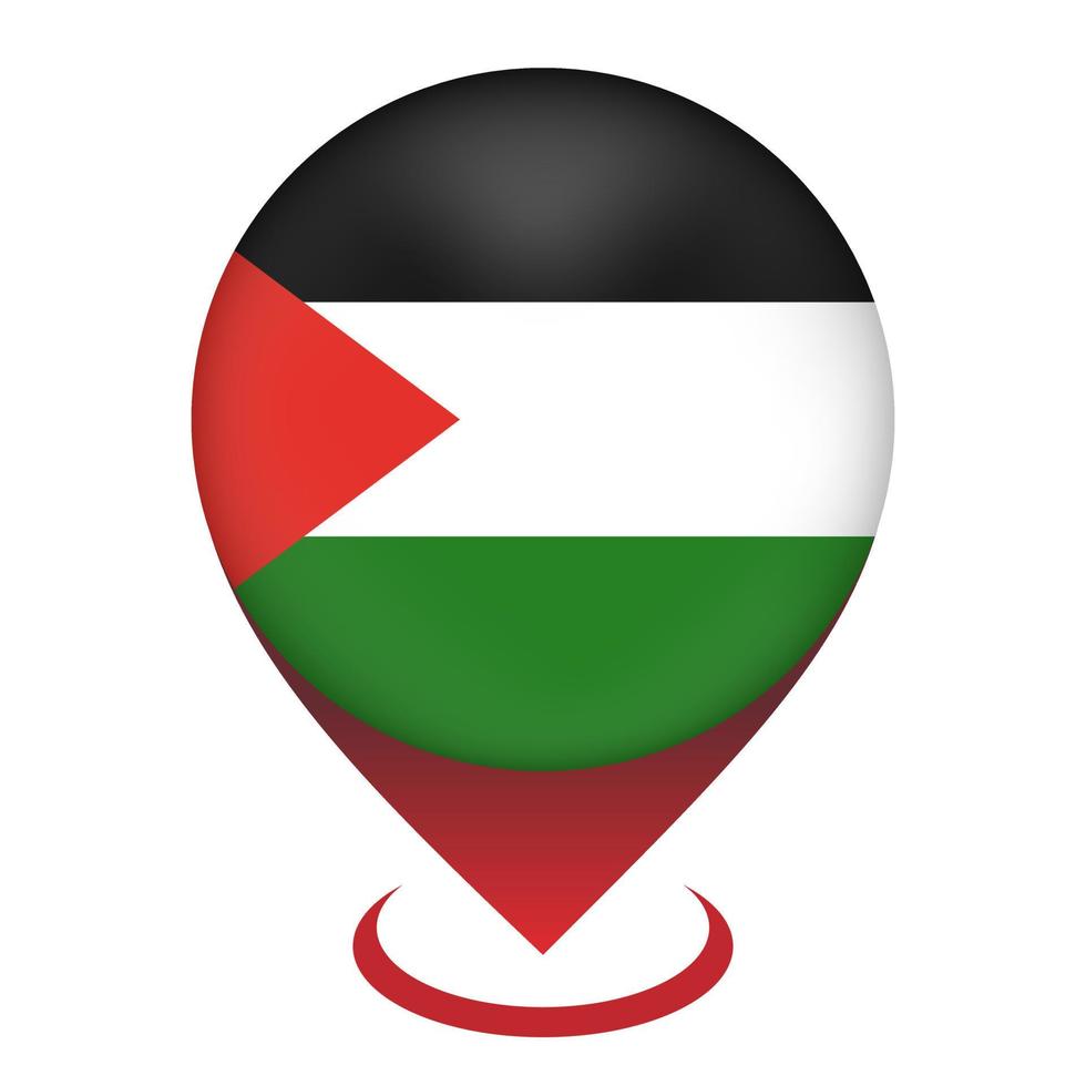 puntero del mapa con país palestina. bandera palestina ilustración vectorial vector