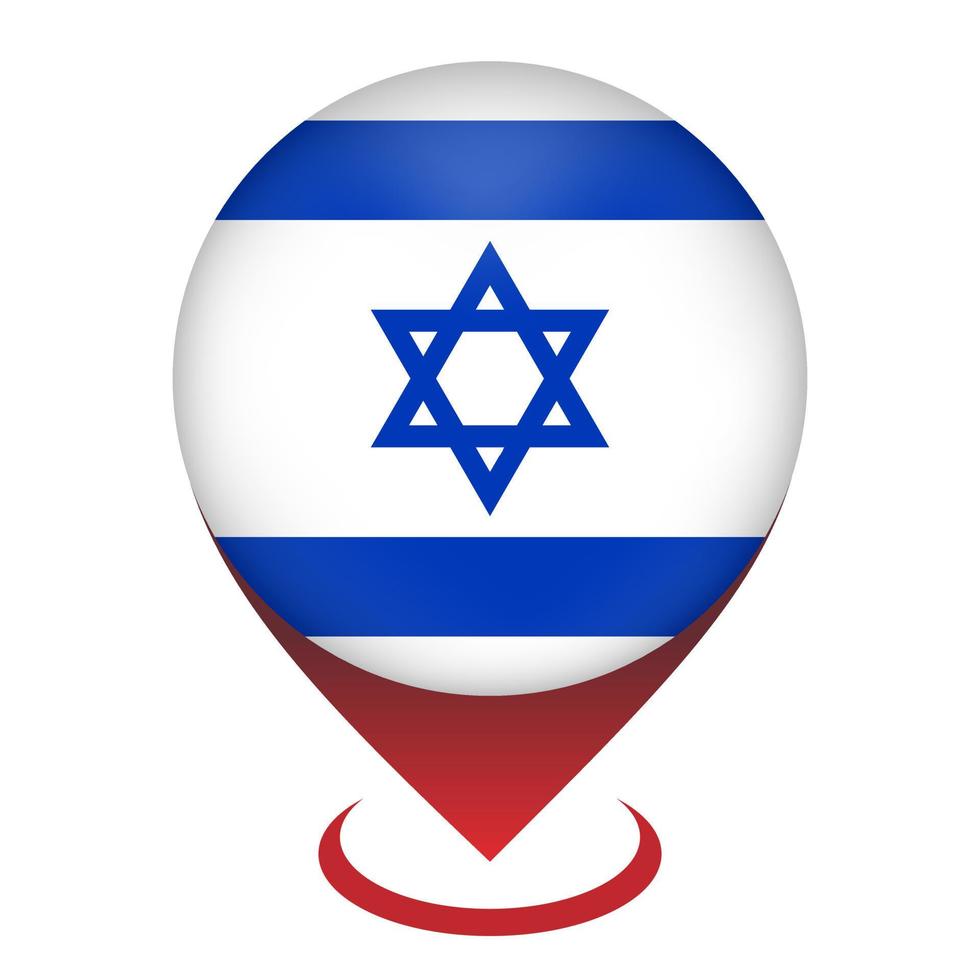 Map pointer with contry Israel. Israel flag. Vector illustration.