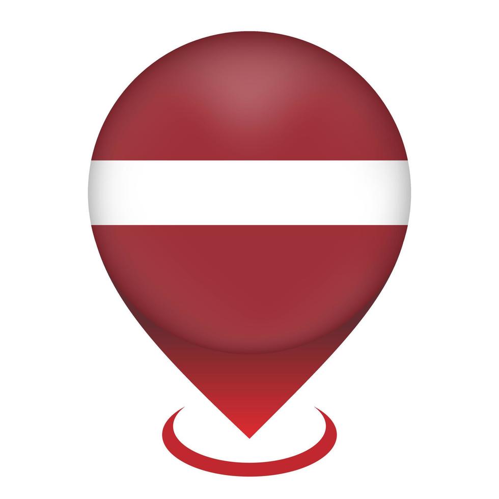 Map pointer with contry Latvia. Latvia flag. Vector illustration.