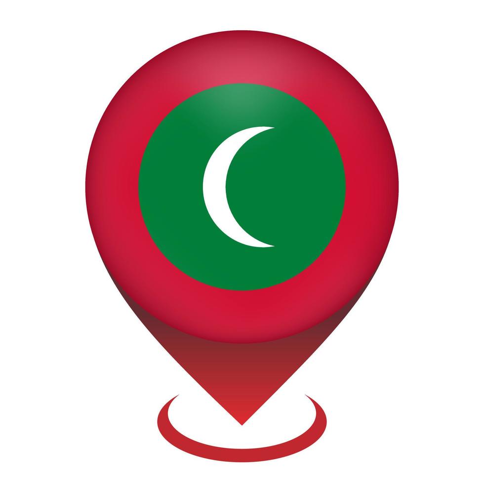 Map pointer with contry Maldives. Maldives flag. Vector illustration.