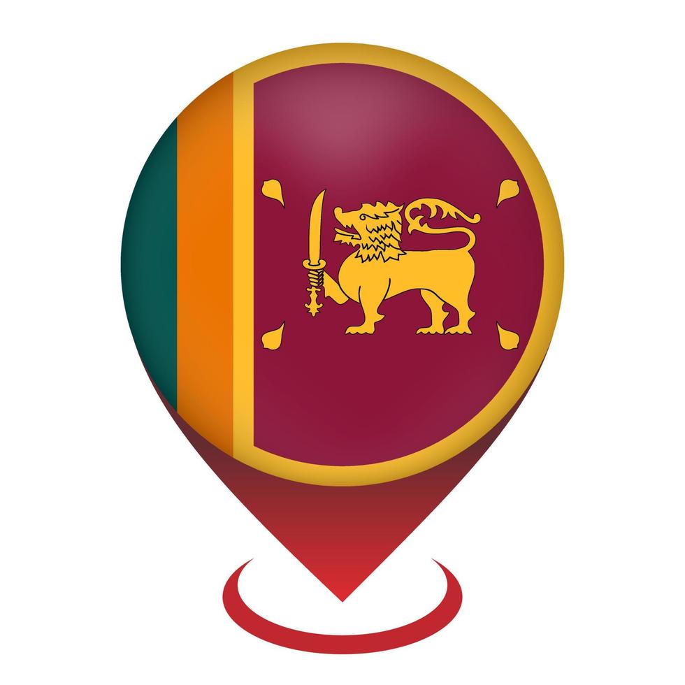 Map pointer with contry Sri Lanka. Sri Lanka flag. Vector illustration.