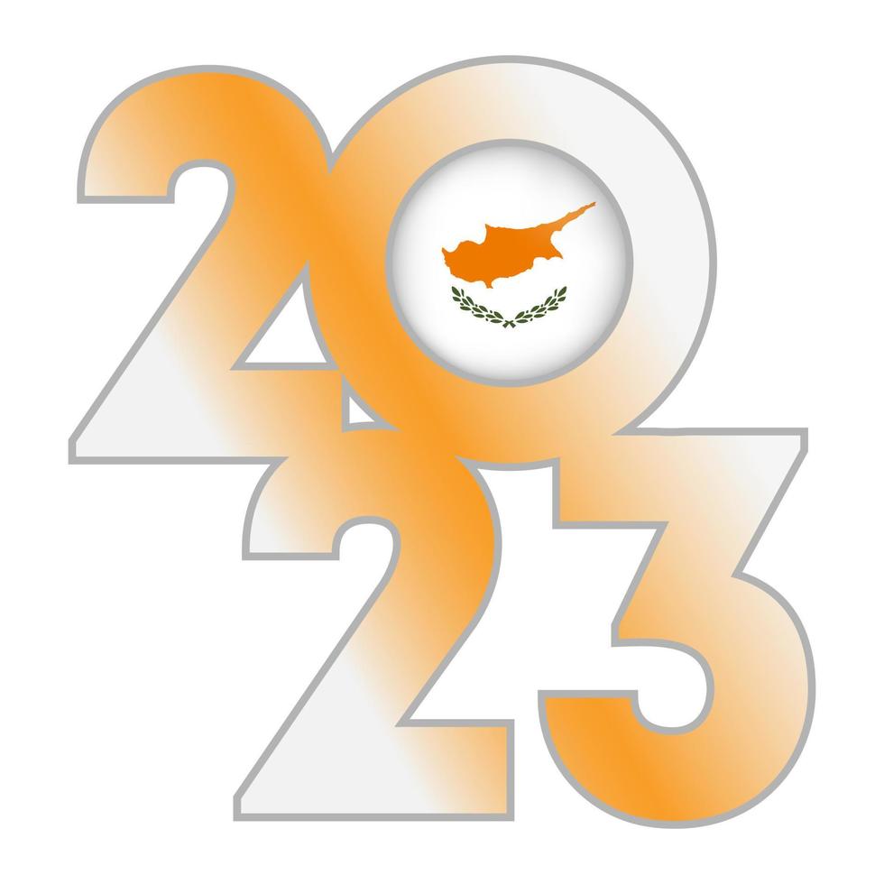Happy New Year 2023 banner with Cyprus flag inside. Vector illustration.