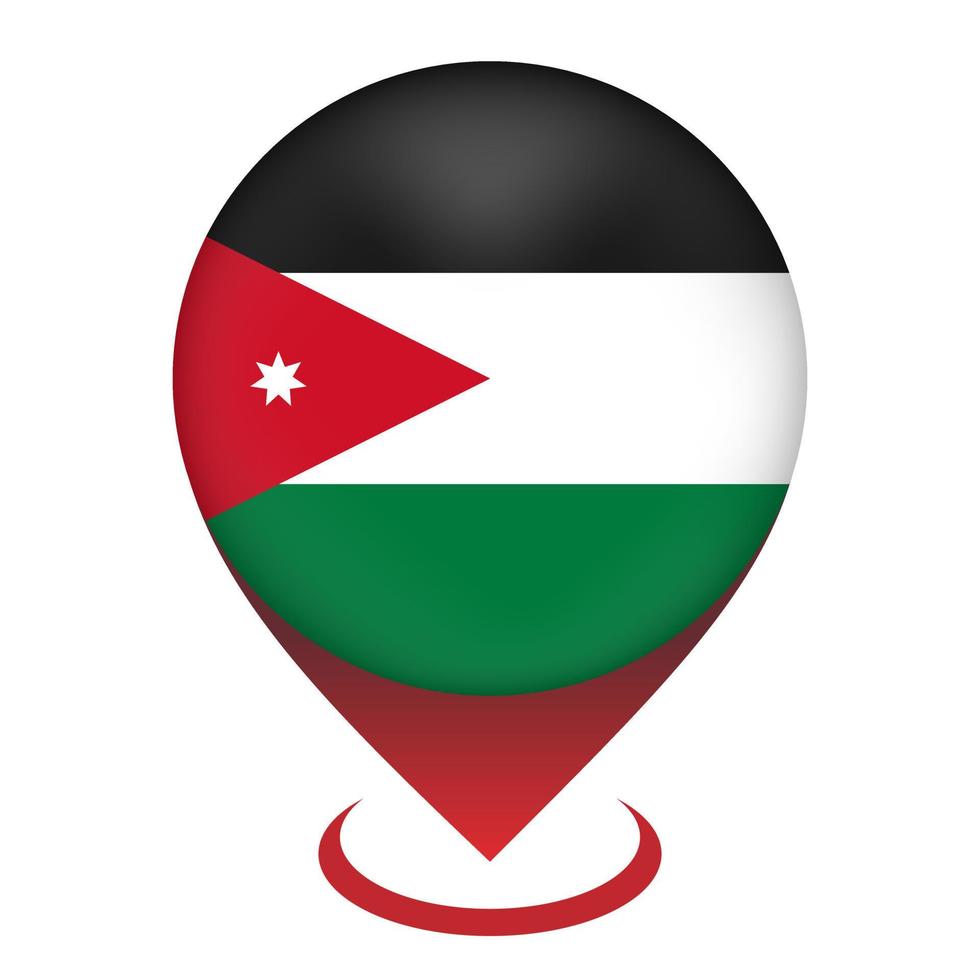 Map pointer with contry Jordan. Jordan flag. Vector illustration.