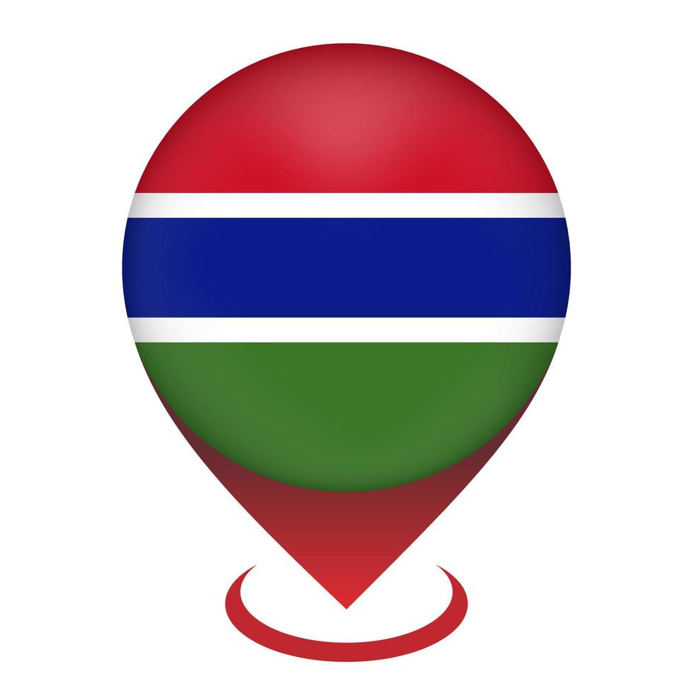 puntero del mapa con el país gambia. bandera de gambia ilustración vectorial vector