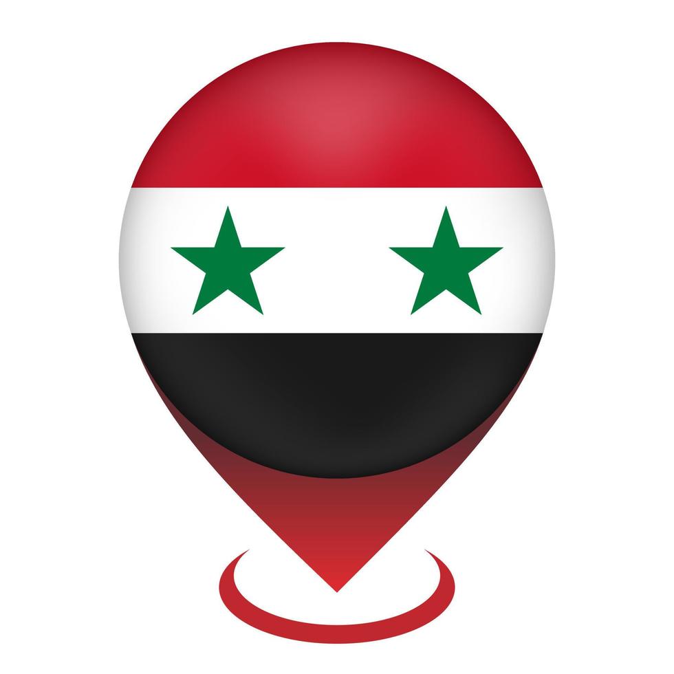 Map pointer with contry Syria. Syria flag. Vector illustration.