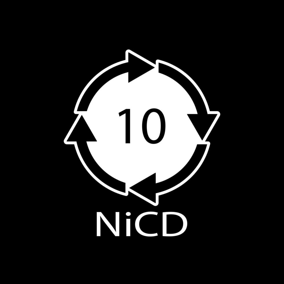 Battery recycling code 10 NiCD . Vector illustration